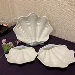 貝殻(シェル)型　陶器のお皿　３枚セット