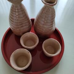 陶器製徳利2本と酒杯3個セットの画像