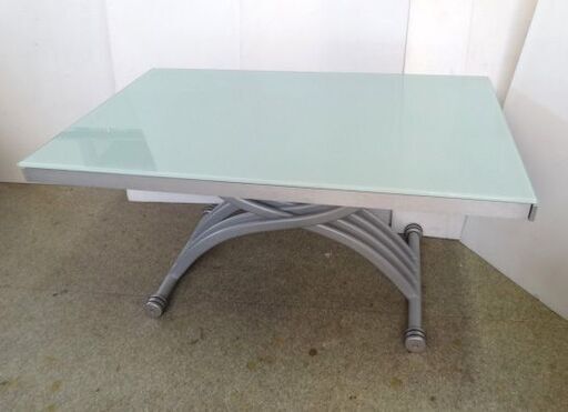 イタリア製 brevettato ozzio リフティングテーブル 天板ガラス