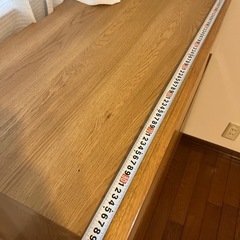美品ナチュラルウッド パソコンデスク 幅90cm 天板折り畳み収納の画像