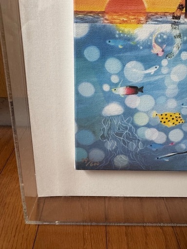 藤城清治「夕日の中の愛の奇蹟」キャンバスジクレー