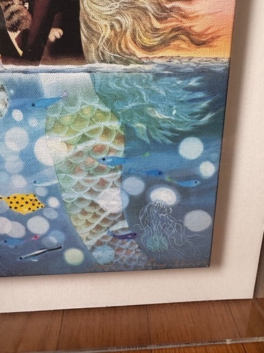 藤城清治「夕日の中の愛の奇蹟」キャンバスジクレー