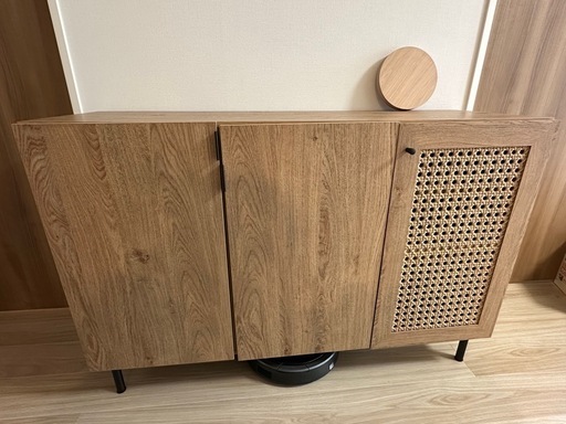 【引き取り限定】[幅120] ラタン調キャビネット リビングボード  LOWYA ナチュラル