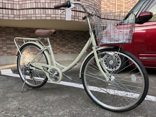 シティサイクル新車！　CARACOL（カラコル）24インチ　 アイボリー　LEDオートライト６速