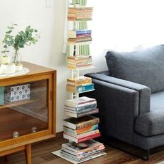 📚即決歓迎！ルネセイコウ製タワーシェルフ✨ミルキーホワイト／本棚＆収納に◎日本製・美品の画像