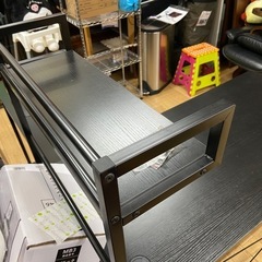 L字PCデスク ブラック 棚付き 大型の画像