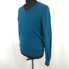 UNIQLO【ユニクロ】 カシミヤ100%/セーター【メンズM/青系/blue】長袖Ｔシャツ カットソー/Vネック/Tops/Shirt◆BJ050-gの画像