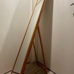 スタンドミラー、鏡、ライトブラウン