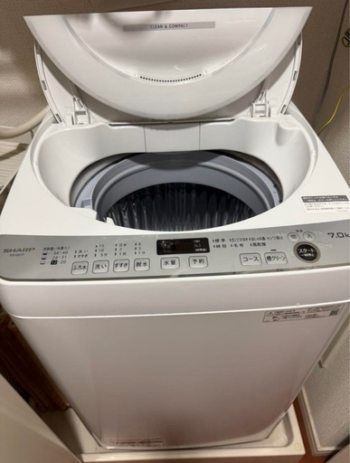 シャープ　洗濯機　7kg　2022年製　ES-GE7F-W 