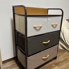 昭和の小引出し/小棚/白木/ネーム付取手/4段/w25.5×d31.5×h32cm