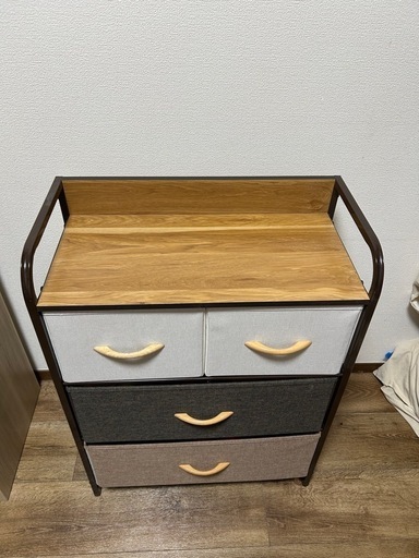 昭和の小引出し/小棚/白木/ネーム付取手/4段/w25.5×d31.5×h32cm