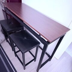 バーカウンターテーブル イス二脚付き