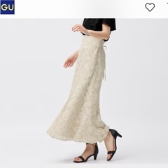 美品♡GUのジャガードバッグリボンスカートです☺️の画像