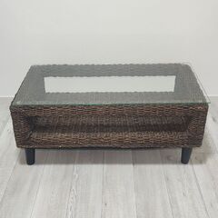 ガラス天板 センターテーブル  机 90cmの画像