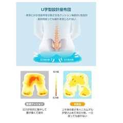 新品未使用！ゲルクッション 46*44cm 特大 高通気性 クッション 大きい ジェルクッション 車 薄型 冷感 座布団 無重力 ハニカム構造 持ち運び 体圧分散 衝撃吸収 蒸れない 椅子 オフィス 自宅用 2枚カバー付きの画像