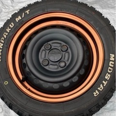 オリジナル塗装　鉄ちんホイール　155/65R14 WANPAKU M/T MUDSTARの画像