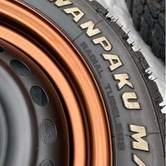 オリジナル塗装　鉄ちんホイール　155/65R14 WANPAKU M/T MUDSTARの画像