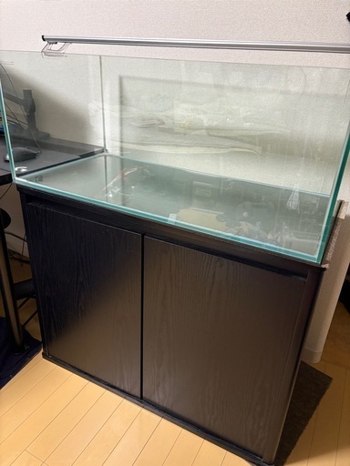 90cmガラス水槽 ロータイプ（ライト･台付き）