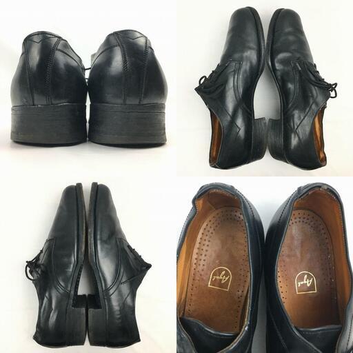 試着交換OK！80年代以前?　Agal　木製釘ハンドメイド/Vintage 　プレーントゥ〈黒/BLACK/ブラック〉size26.5-27.0程度　コンチネンタル/メンズ//men's 菅NO.WZH-37