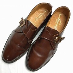 試着交換OK！イングランド製 Vintage 希少品　Desborough/デスボロー　モンクストラップ　ビジネスシューズ〈ブラウン/茶/BROWN〉size6.5　25.0//men's 菅NO.WZG-52の画像