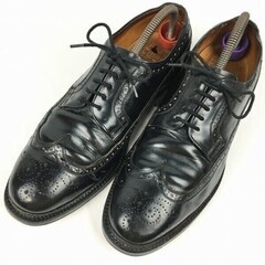 試着交換OK！Royal Tweed by Cheaney/チーニー　size9.5/28.0程度　イングランド製/Vintage 　ウイングチップ/シューズ〈黒/BLACK/ブラック〉メンズ//men's 菅NO.WZF-160の画像