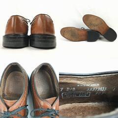 試着交換OK！希少Vintage 品　ANSI Z41 PT63 スチールトゥ　ウイングチップ〈ブラウン/茶/BROWN〉size7D/B　24.5-25.0程度/メンズ//men's 菅NO.WZF-156の画像
