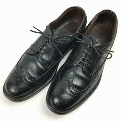 試着交換OK！60s-70s?Vintage 　HANOVER/ハノーバー　ロングウイングチップ〈黒/BLACK/ブラック〉size10B/AA　26.5-27.0-27.5程度/メンズ//men's 菅NO.WZF-153の画像