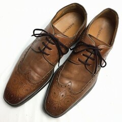 美品！試着交換OK！MAGNANNI　マグナーニ　ウイングチップ　ビジネスシューズ〈ブラウン/茶/BROWN〉size7.5D　Vintage/　/メンズ//men's 菅NO.WZF-114の画像