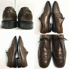 試着交換OK！Gimbels/ギンベル【サイズ9.5　28.0】70s-80s?イングランド製　ウイングチップ　茶/ブラウン　Vintage/Shoes　管NO.WZE-53の画像
