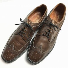 試着交換OK！Gimbels/ギンベル【サイズ9.5　28.0】70s-80s?イングランド製　ウイングチップ　茶/ブラウン　Vintage/Shoes　管NO.WZE-53の画像