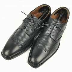 試着交換OK！a.testoni/ア・テストーニ　イタリア製　ウイングチップ/ビジネスシューズ〈黒/BLACK/ブラック〉size7G/25.5程度　ヒール高め/メンズ//men's 菅NO.WZE-190の画像
