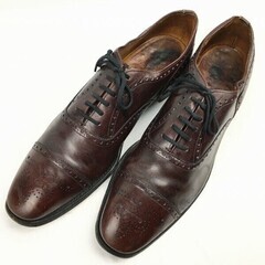 試着交換OK！80s-90s　3都市/旧Churchs チャーチ　Vintage 　セミブローグ　ビジネスシューズ　バーガンディ　11D　27.5-28.0-28.5/メンズ//men's 菅NO.WZE-159の画像