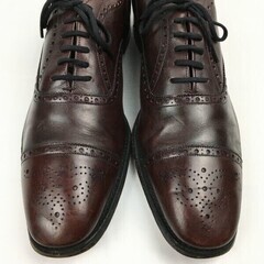 試着交換OK！80s-90s　3都市/旧Churchs チャーチ　Vintage 　セミブローグ　ビジネスシューズ　バーガンディ　11D　27.5-28.0-28.5/メンズ//men's 菅NO.WZE-159の画像