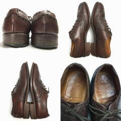 試着交換OK！80s-90sVintage 　CHURCH'S 3都市 旧チャーチ フルブローグ　size25.0-25.5-26.0相当 ウイングチップ ダークブラウン/茶/BROWN〉メンズ//men's 菅NO.WZE-119の画像