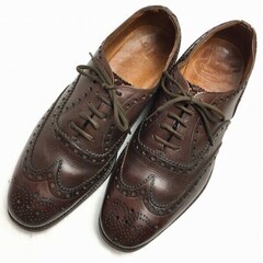 試着交換OK！80s-90sVintage 　CHURCH'S 3都市 旧チャーチ フルブローグ　size25.0-25.5-26.0相当 ウイングチップ ダークブラウン/茶/BROWN〉メンズ//men's 菅NO.WZE-119の画像