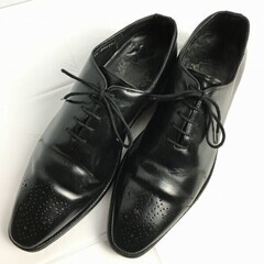 時価5万相当　NY高級店/SUARTE　ホールカット　職人ハンドメイド　Vintage 　ビジネスシューズ〈黒/BLACK/ブラック〉size7.5/メンズ//men's 菅NO.WZC-135の画像