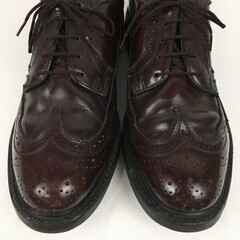 試着交換OK！80s-90s Vintage品　USA百貨店系?【10.5D　28.0　バーガンディ】　ロングウイングチップ　アメリカンブローグ　管NO.WZA-425の画像