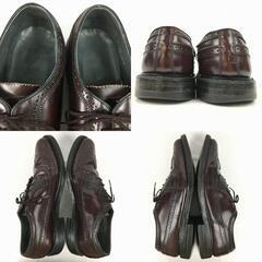 試着交換OK！80s-90s Vintage品　USA百貨店系?【10.5D　28.0　バーガンディ】　ロングウイングチップ　アメリカンブローグ　管NO.WZA-425の画像