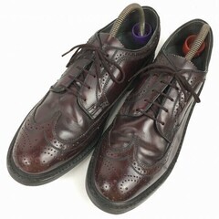 試着交換OK！80s-90s Vintage品　USA百貨店系?【10.5D　28.0　バーガンディ】　ロングウイングチップ　アメリカンブローグ　管NO.WZA-425の画像
