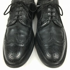 70s-80s?/USA製/Vintage★ロングウイングチップ　アメリカンブローグ　黒　サイズ9D/26.5-27.0程度　米百貨店系?　管NO.WZA-418の画像