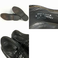 70s-80s?/USA製/Vintage★ロングウイングチップ　アメリカンブローグ　黒　サイズ9D/26.5-27.0程度　米百貨店系?　管NO.WZA-418の画像