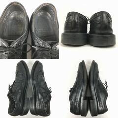 70s-80s?/USA製/Vintage★ロングウイングチップ　アメリカンブローグ　黒　サイズ9D/26.5-27.0程度　米百貨店系?　管NO.WZA-418の画像