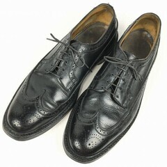 試着交換OK！70sVintage 　1973　FLORSHEIM/フローシャイム/インペリアル　ケンムール　ロングウイングチップ〈黒/BLACK〉size10C/26.5-27.0-27.5//men's 菅NO.WZA-399の画像