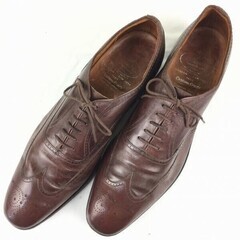 試着交換OK！80s-90s　3都市Vintage/旧チャーチ/ウイングチップ/ビジネスシューズ/11.0B/27.5-28.0-28.5/〈ブラウン/茶/BROWN〉メンズ//men's 菅NO.WZA-220の画像