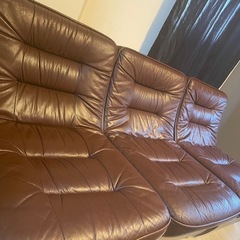 【高級感◎】本革風レトロローソファ3点セット（直接引き取り歓迎）