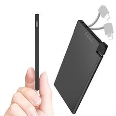 TNTOR 超薄型モバイルバッテリー 5000mAh ライトニングケーブル内蔵の画像