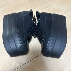 美品  厚底スニーカー 24.5cm 11cmヒール ブラック 黒の画像