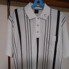 中古　HEAD　白＋ストライプのポロシャツ　半袖　Mサイズ　の画像