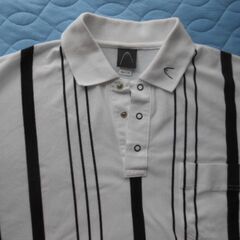 中古　HEAD　白＋ストライプのポロシャツ　半袖　Mサイズ　の画像