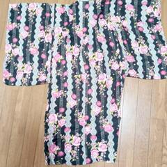 女の子用　浴衣　７〜８歳用　 黒地にレースと花柄
